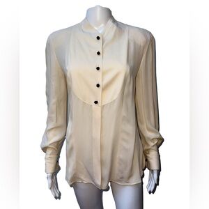 Giorgio Armani Cream Silk Button Down Top | Size 42 (IT)